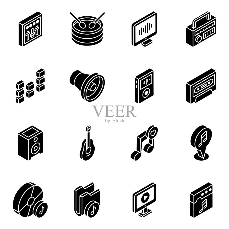 音乐字形2.5D图标包图标素材