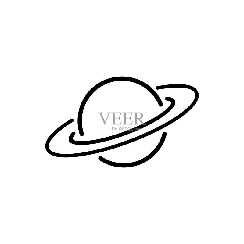 黑色带环行星图标太空概念宇宙天文学宇宙土星在孤立的白色背景上的矢量图EPS 10图标素材
