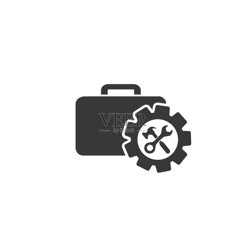 装有工具的工具箱。工人的工具包。图标风格的工具箱。矢量插图图标素材