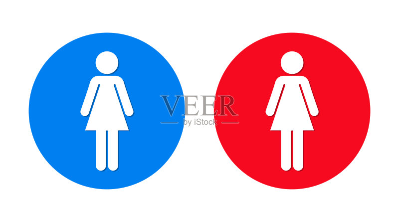 女人图标扁平时尚圆形按钮套装图标素材