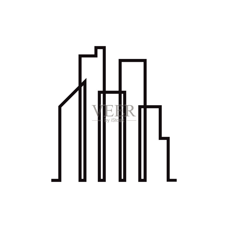 摩天大楼线条图标设计模板矢量插画图标素材