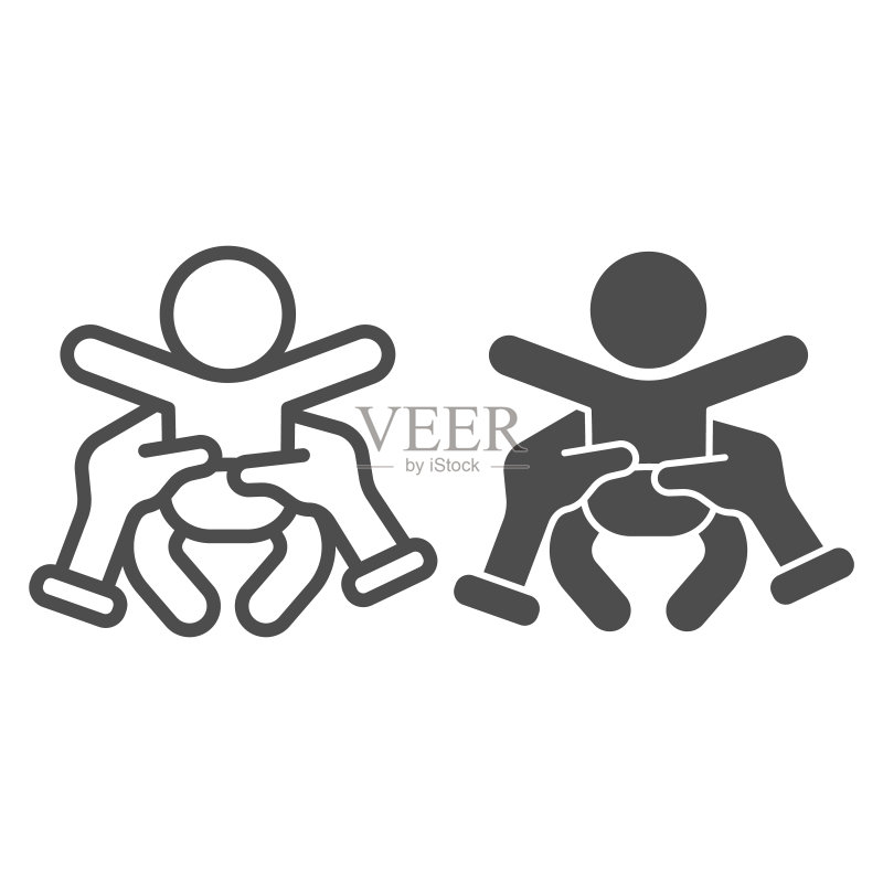 母亲节儿童关爱手势线条图标矢量素材图标素材