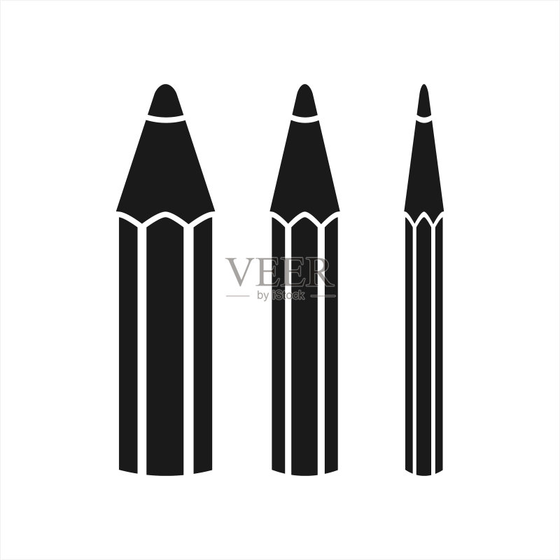 白色背景上的铅笔图标集学校符号图标素材