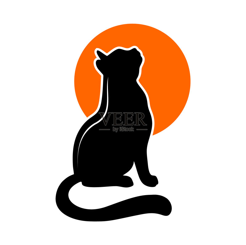 扁平风格灰色猫剪影合集图标素材