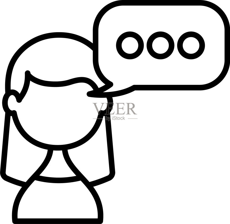 带有语音气泡的女性头像线性图标图标素材