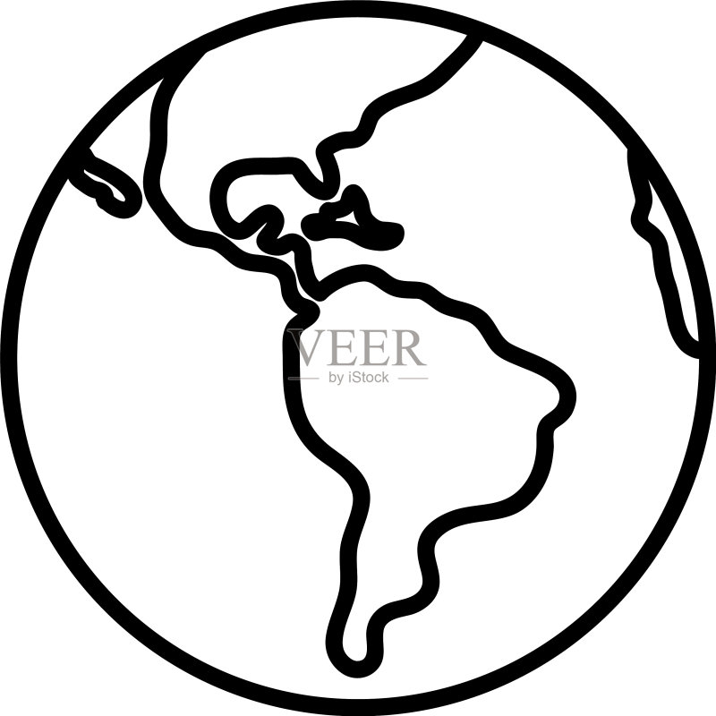 地球图标线条风格图标素材