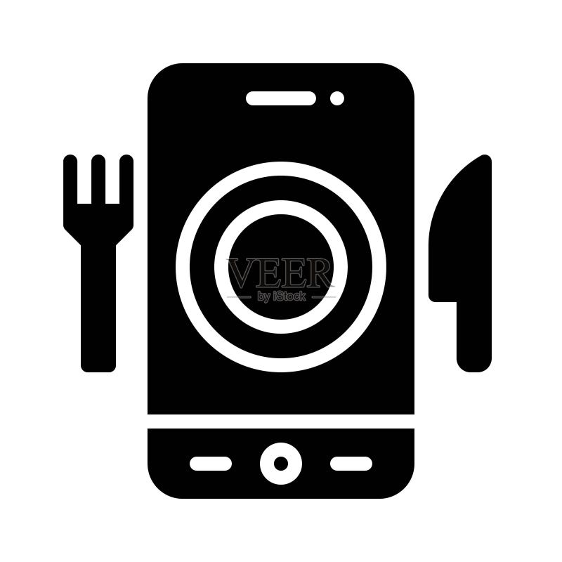 食品配送App图标,移动应用矢量插画图标素材