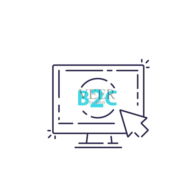 B2C商业模式概念线条图标素材