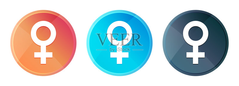 女性标志蒸汽雾圆形按钮闪亮插图图标素材