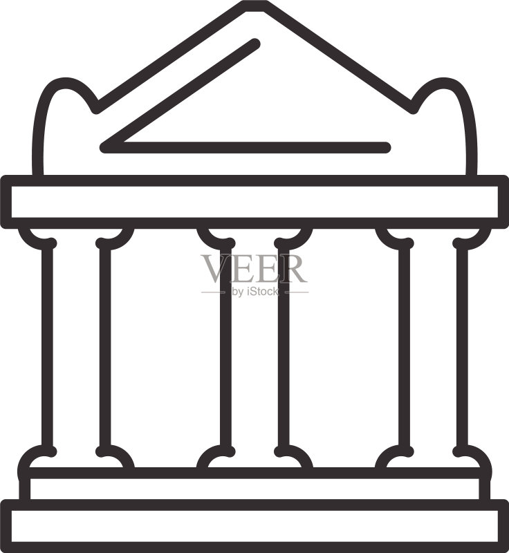 银行大楼线条填充样式图标图标素材