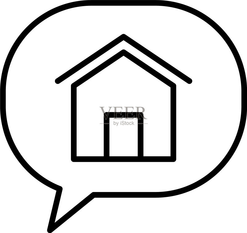 房屋图标线条风格对话气泡图标素材