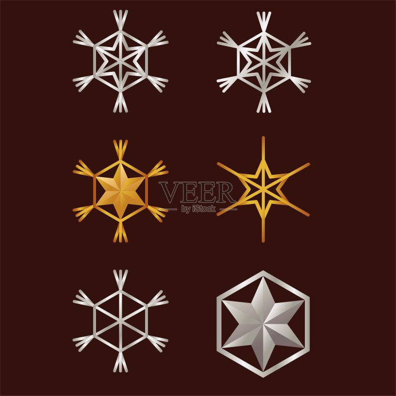 雪花和星星快乐圣诞节图标素材包图标素材