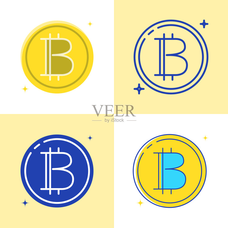 扁平风格比特币符号图标合集图标素材