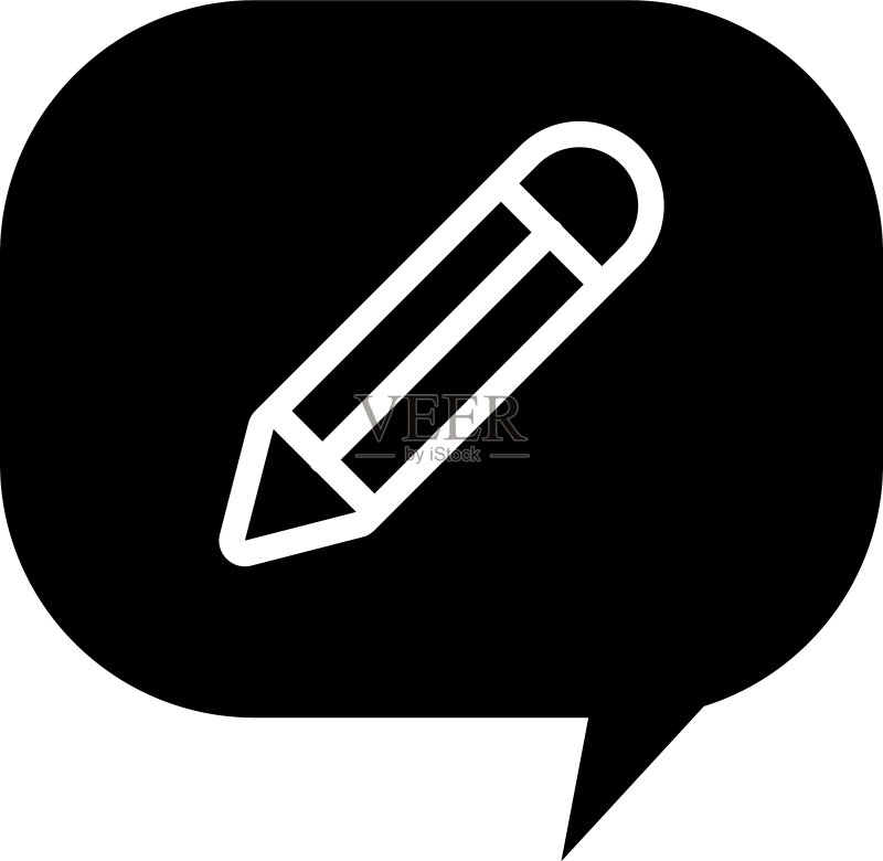 带有铅笔图标轮廓样式的对话气泡图标素材