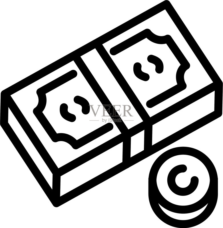 现金图标轮廓样式图标素材