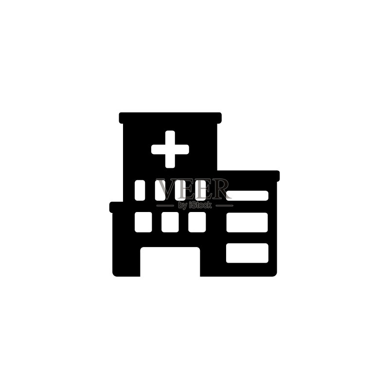 医院建筑矢量图标隔离医院建筑扁平表情符号表情符号符号 - 矢量图标素材
