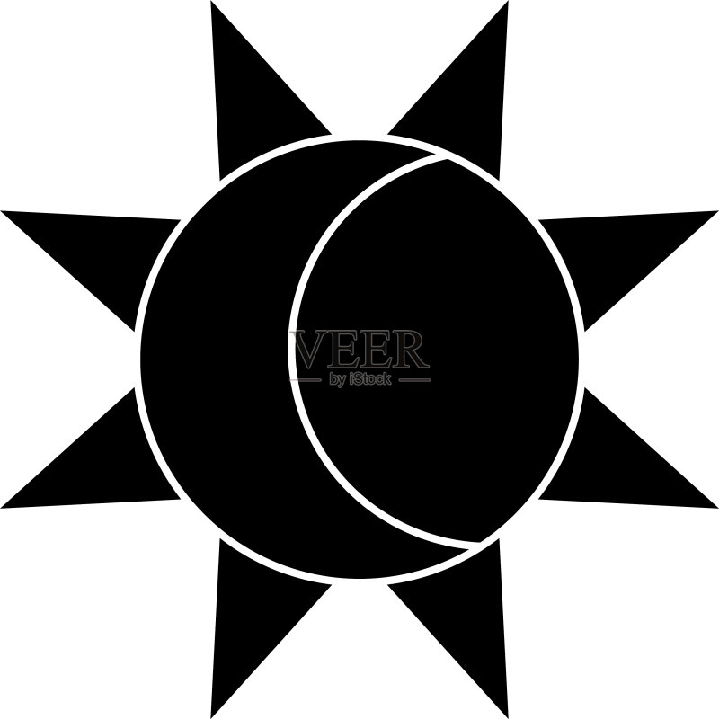 月亮和太阳图标轮廓风格图标素材