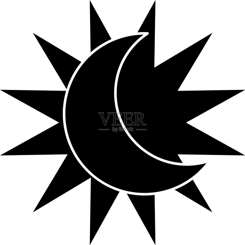 占星概念:太阳与月亮图标剪影图标素材