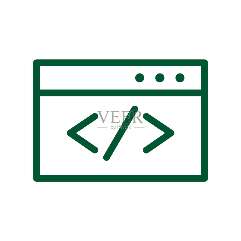 代码图标Web编码线条艺术图图标素材