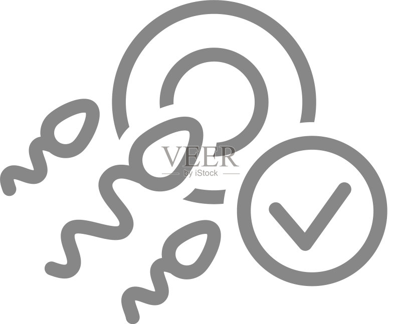 带勾号的人类受精过程线性图标图标素材
