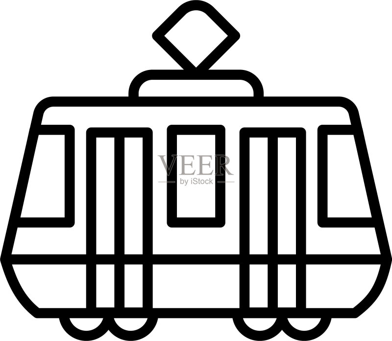 有轨电车图标轮廓样式图标素材