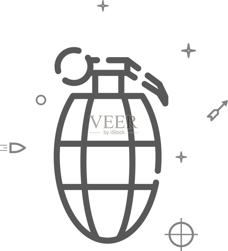 手榴弹简笔线条图标符号图标素材