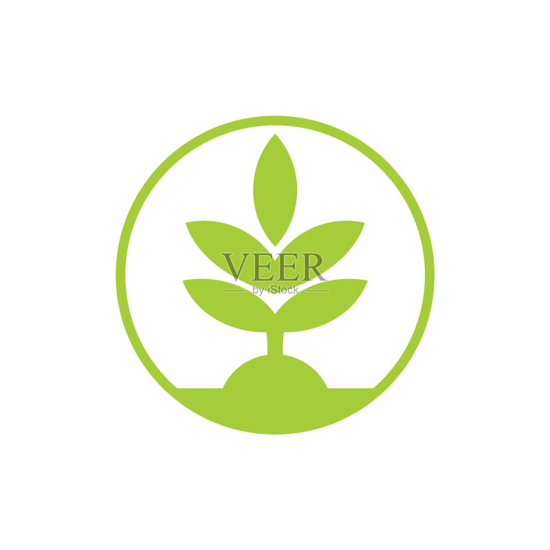 简约几何绿色植物圆形标志图标素材