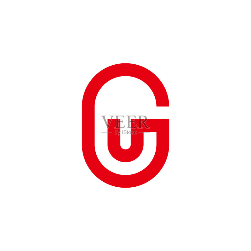 字母GU简约几何线条符号标志图标素材