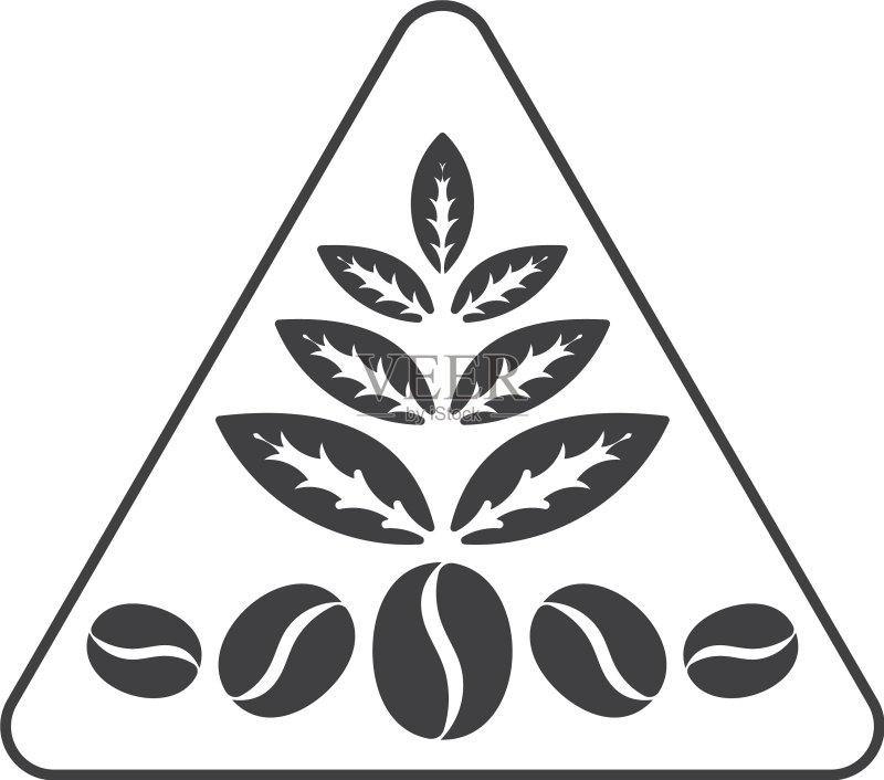 咖啡豆茶叶三角形线条标志图标素材