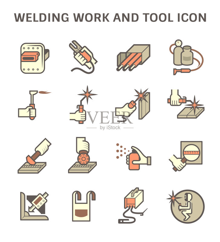 焊接工作及焊接工具图标素材