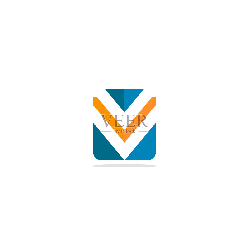 V首字母线条彩色Logo图标素材