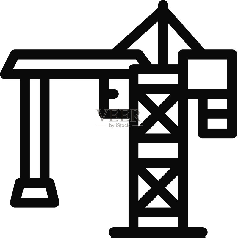 建筑起重机图标轮廓图标素材