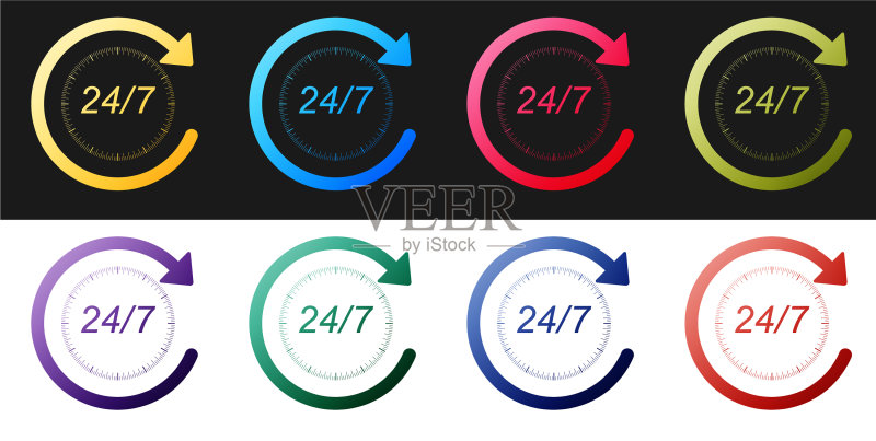 全天候24小时营业图标图标素材