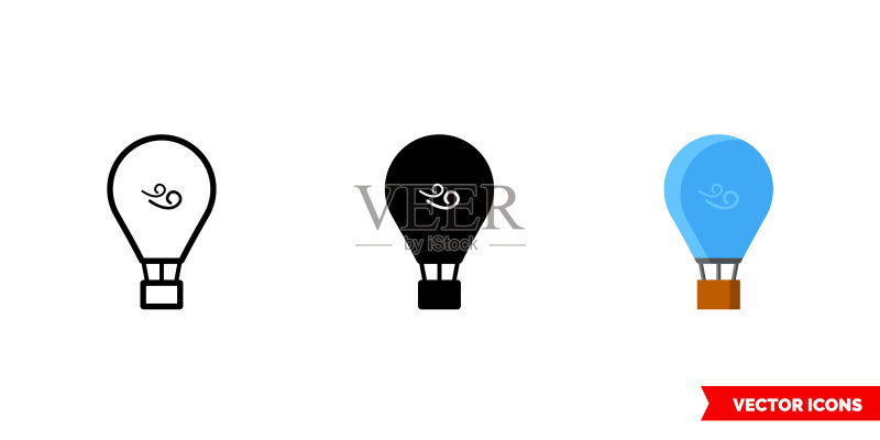 三种不同的热气球图标图标素材