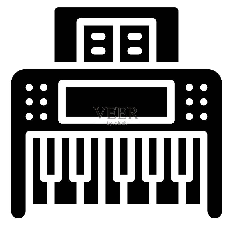 音乐键盘图标,生日派对相关矢量插图图标素材