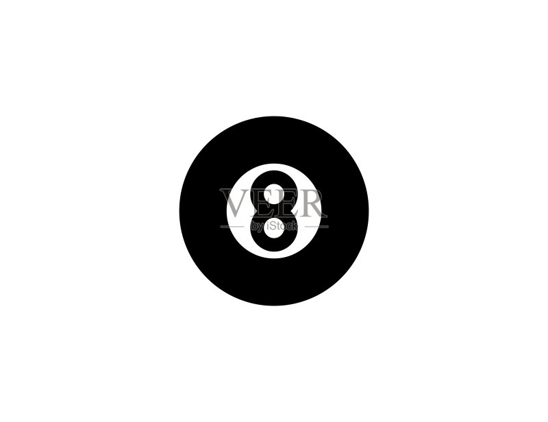 8号台球矢量图标,孤立的台球扁平符号图标素材