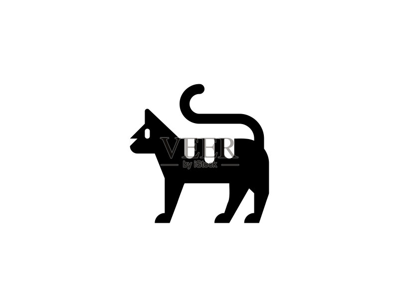 猫咪矢量图标:野生或家养猫扁平风格符号图标素材