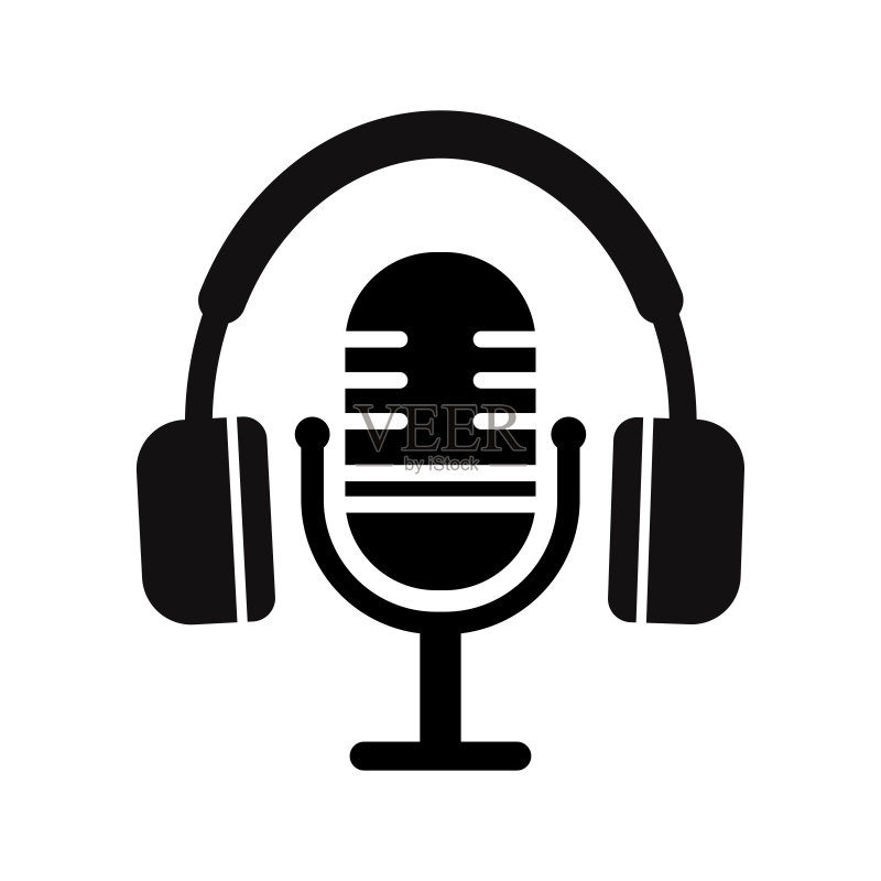 麦克风图标矢量插图。麦克风轮廓。音乐、声音、录音图标。录音室符号。扁平风格矢量插图图标素材