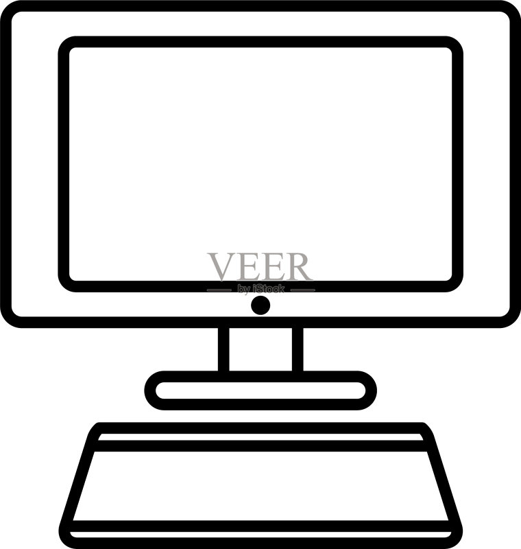 电脑显示器和数位板线性样式图标素材