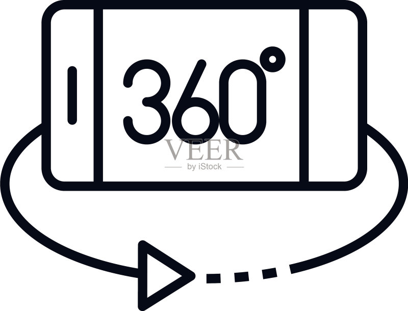 智能手机360度全景线性风格图标图标素材