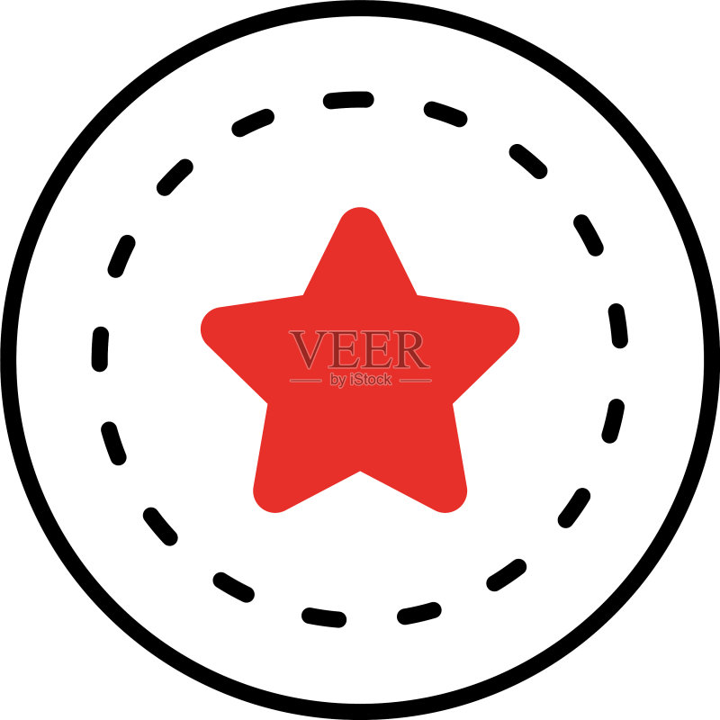 半线条半彩色风格的星星圆形图标图标素材
