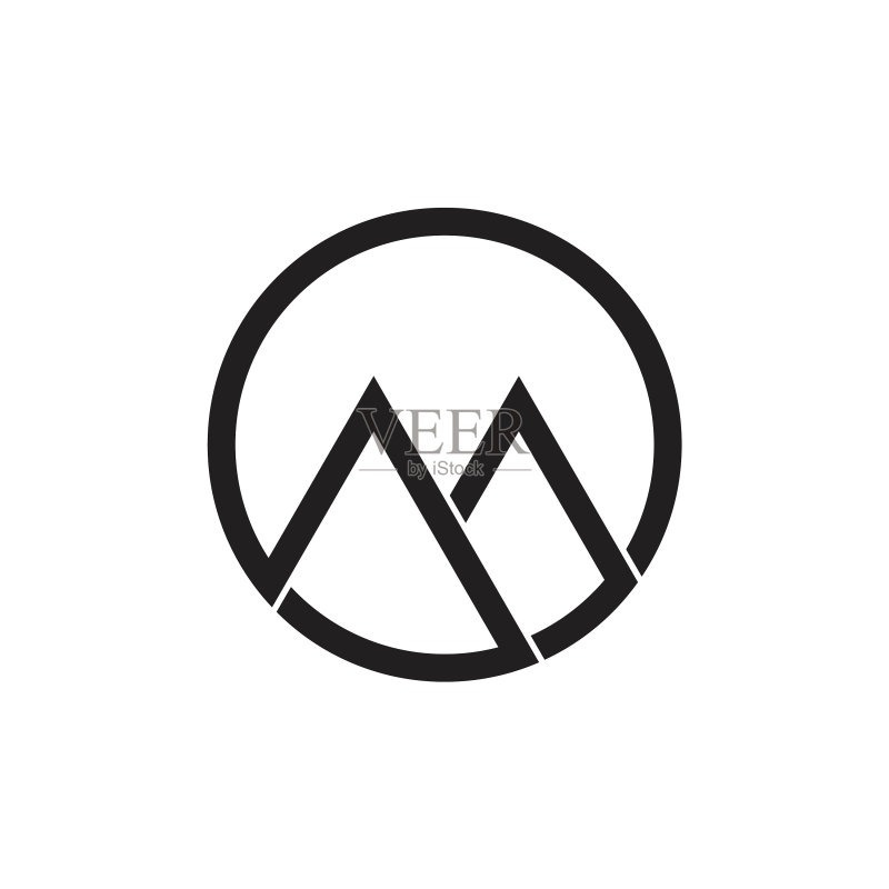字母OM几何山峰Logo图标素材
