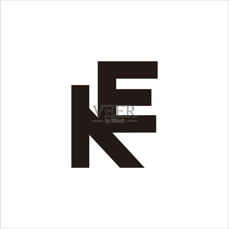 抽象字母KE简约几何连接符号图标素材