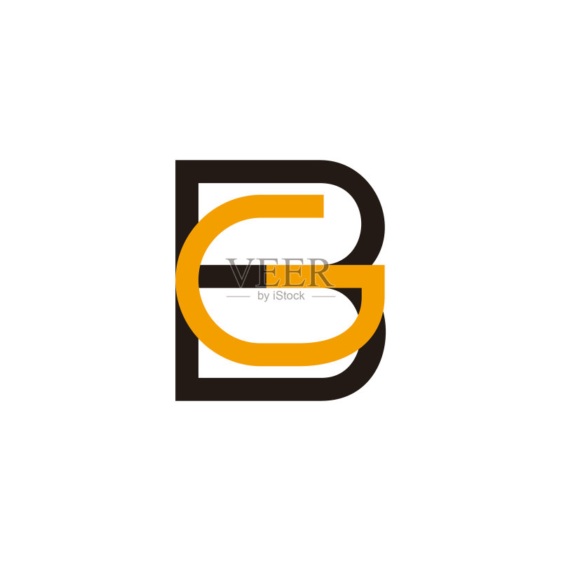 字母BG彩色几何设计图标素材