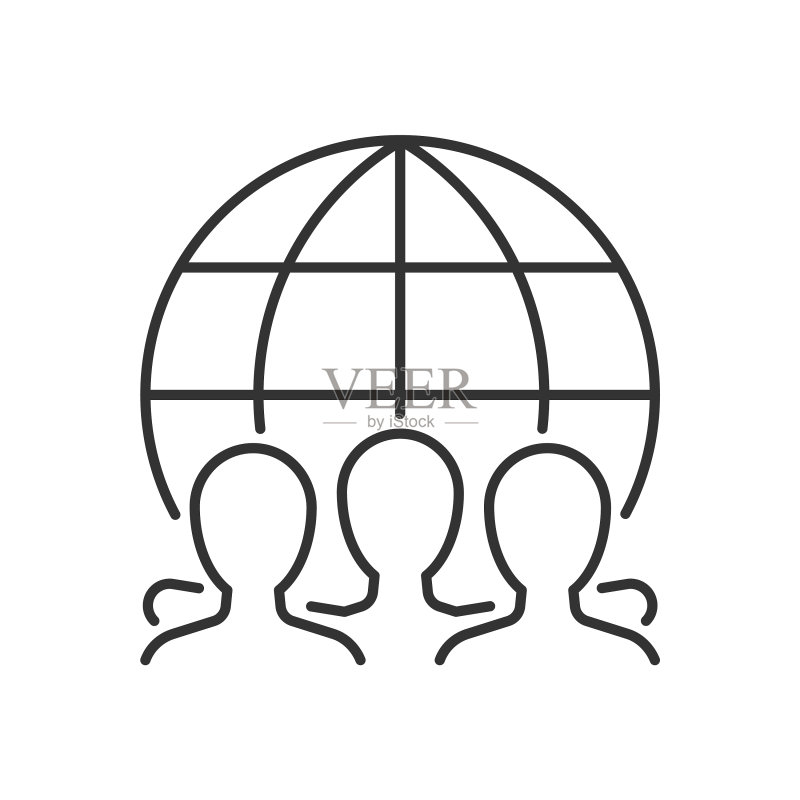 白色背景上的社交网络线性图标图标素材
