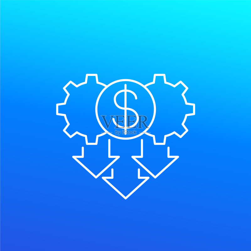 线性设计中的成本降低图标图标素材