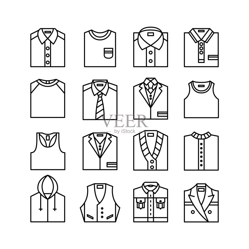 服装线条艺术图标(可编辑描边)图标素材