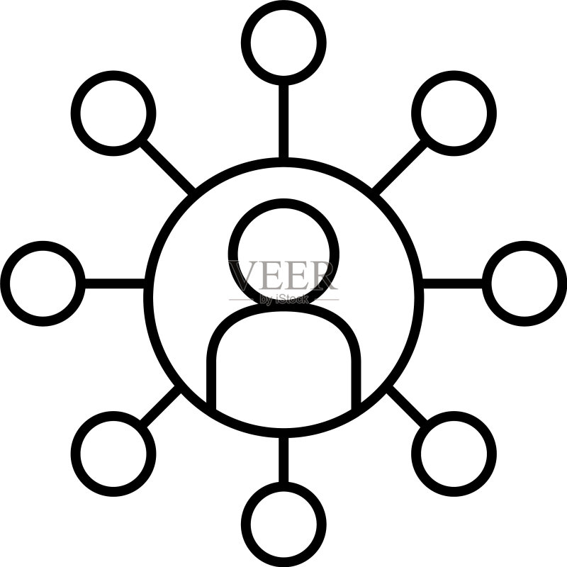 带有圆形概念地图图标的人物头像图标素材