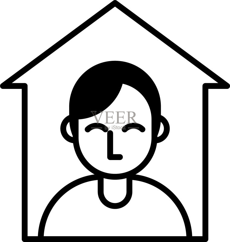 居家隔离线性风格图标图标素材