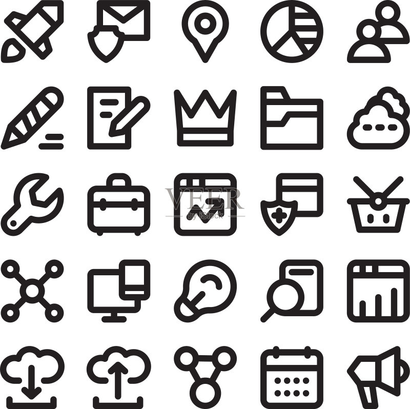 SEO和数字营销线性图标7图标素材